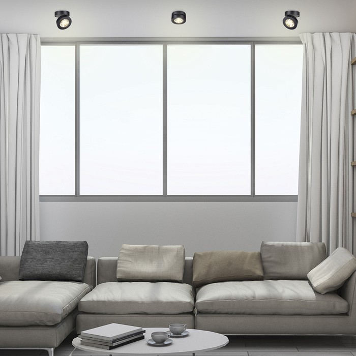 357985 Novotech GRODA Черный накладной светодиодный светильник 12W, 3000K, 960Lm