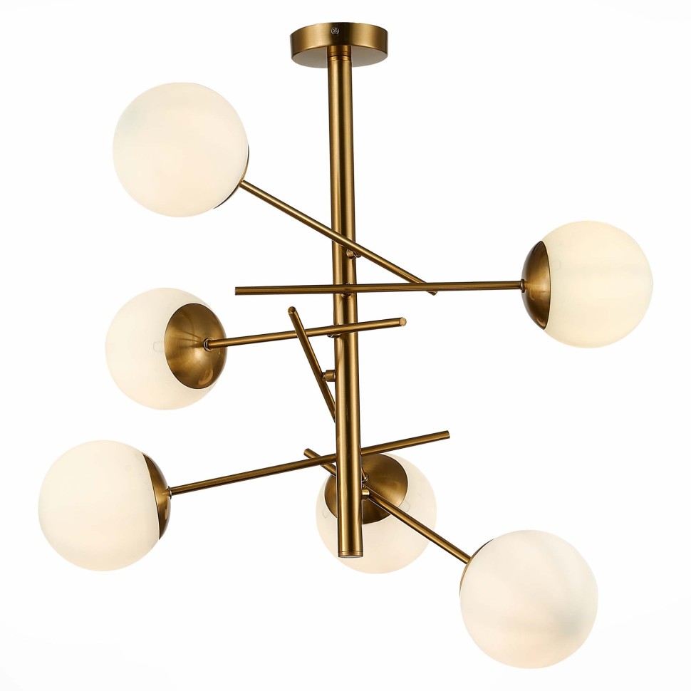 SLE1099-302-06 EVOLUCE Потолочная люстра на штанге Velio, латунь, белый