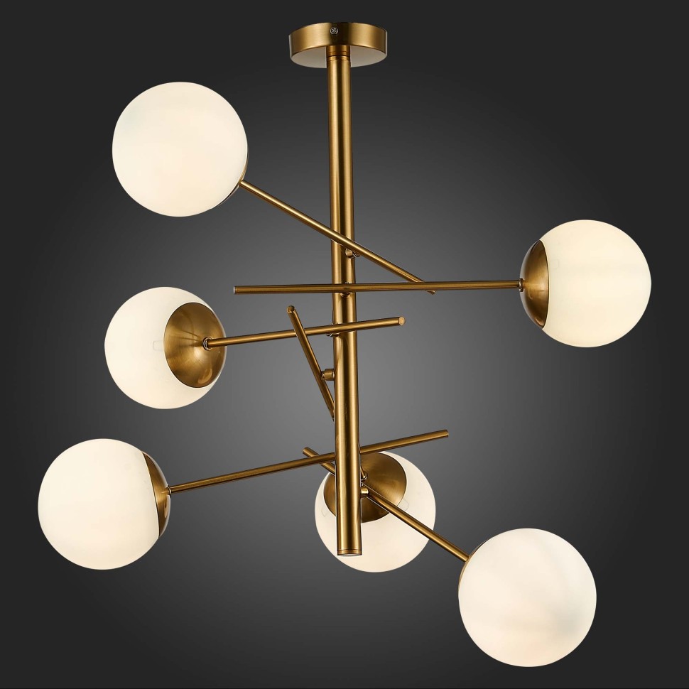 SLE1099-302-06 EVOLUCE Потолочная люстра на штанге Velio, латунь, белый