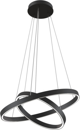 MOD058PL-L55BK MAYTONI Rim черная подвесная светодиодная люстра 2 кольца, 60см, 57W, 3000-4000K, диммируемая