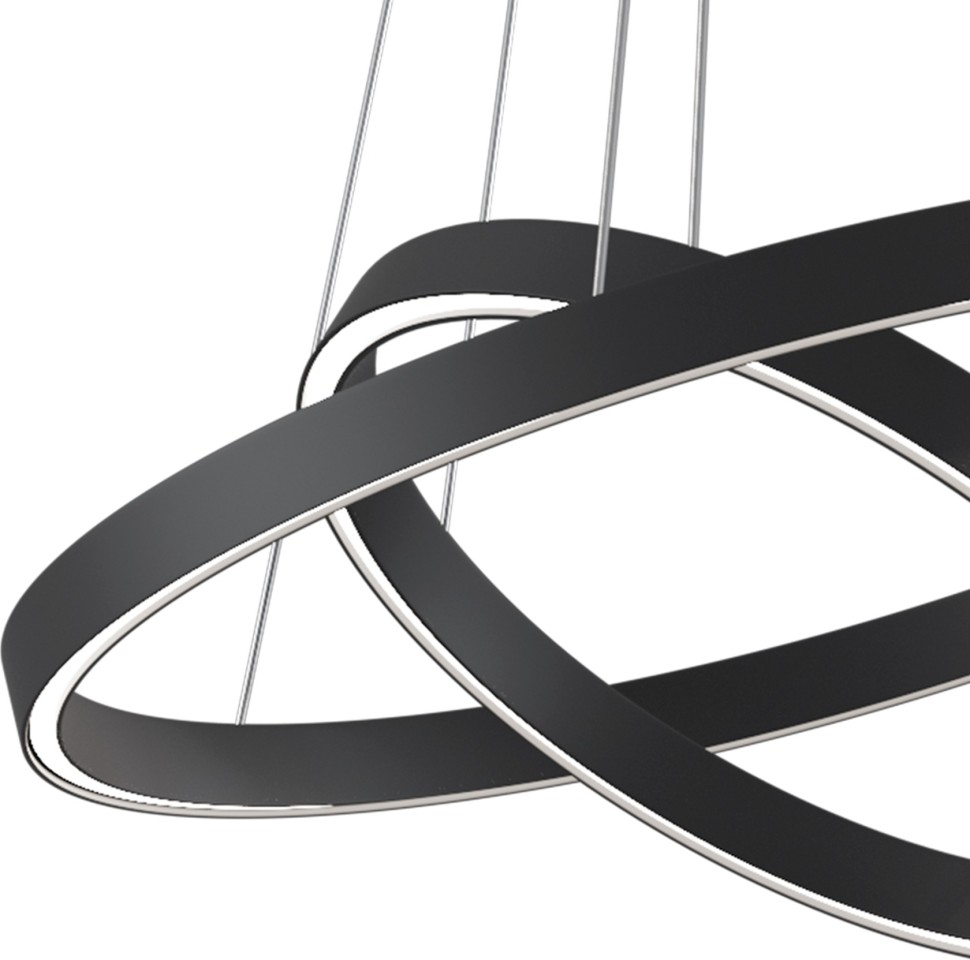 MOD058PL-L55BK MAYTONI Rim черная подвесная светодиодная люстра 2 кольца, 60см, 57W, 3000-4000K, диммируемая