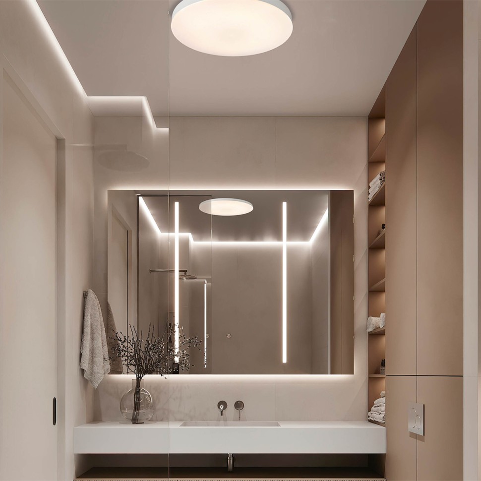 7759/50L SONEX MITRA Светильник светодиодный влагозащищенный GAMMA, с переключателем цветовой температуры, пластик/белый 50W 3000/4000/6500K, IP54, 50см диаметр