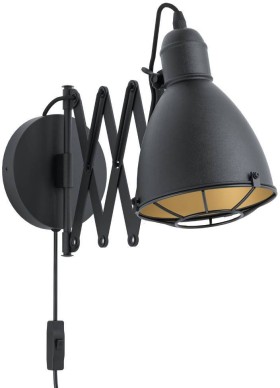 43184 Eglo Черное бра Treburley, с выдвижным подвижным основанием, с проводом и выключателем