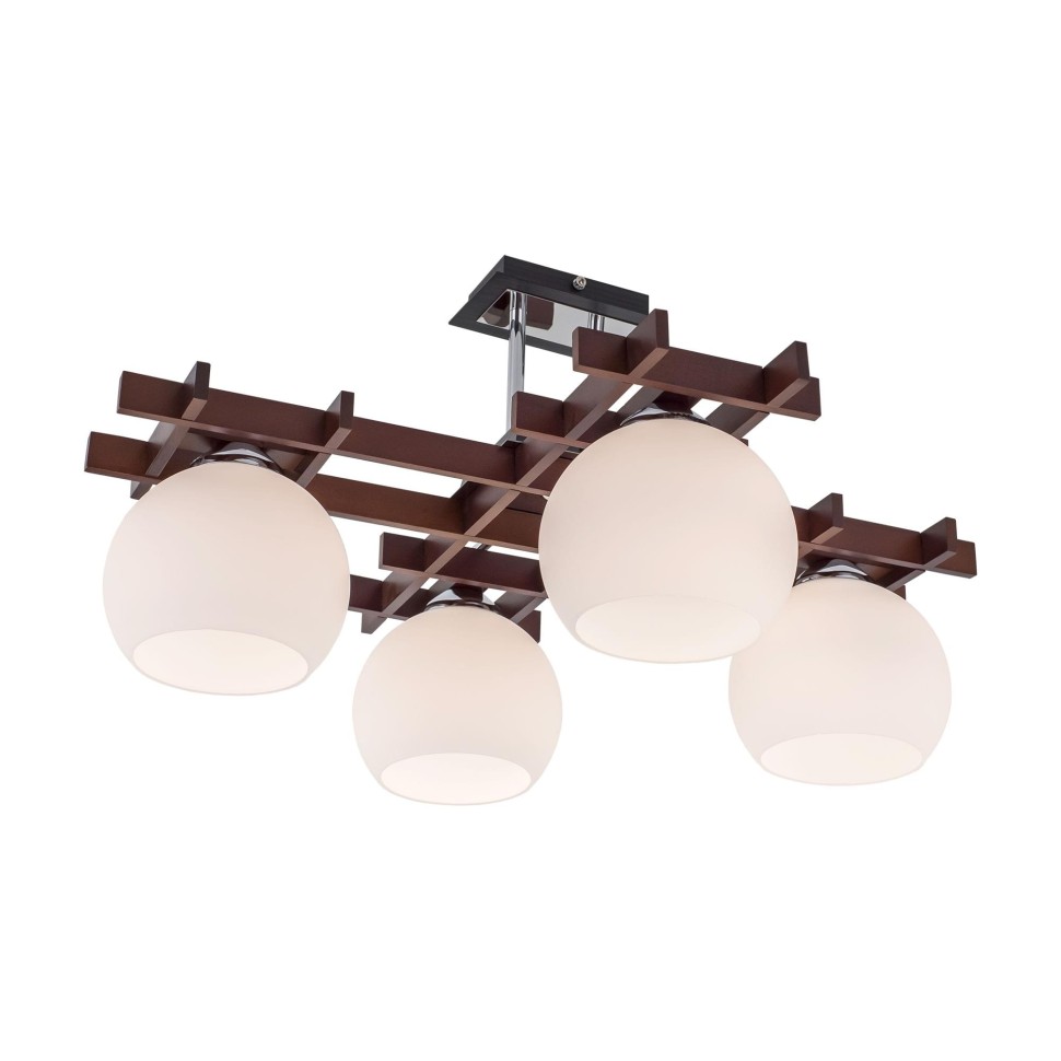 CL114141 CITILUX потолочная деревянная люстра Нарита, венге, хром, E27*4*40W