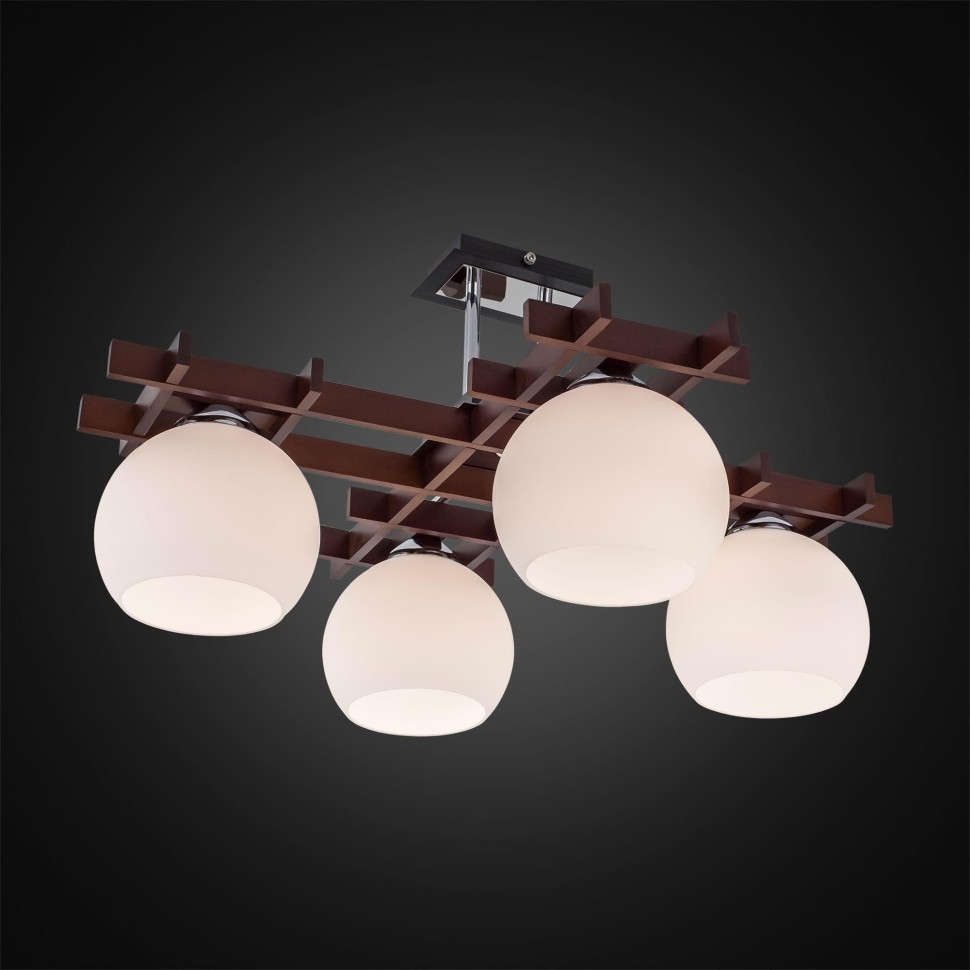 CL114141 CITILUX потолочная деревянная люстра Нарита, венге, хром, E27*4*40W