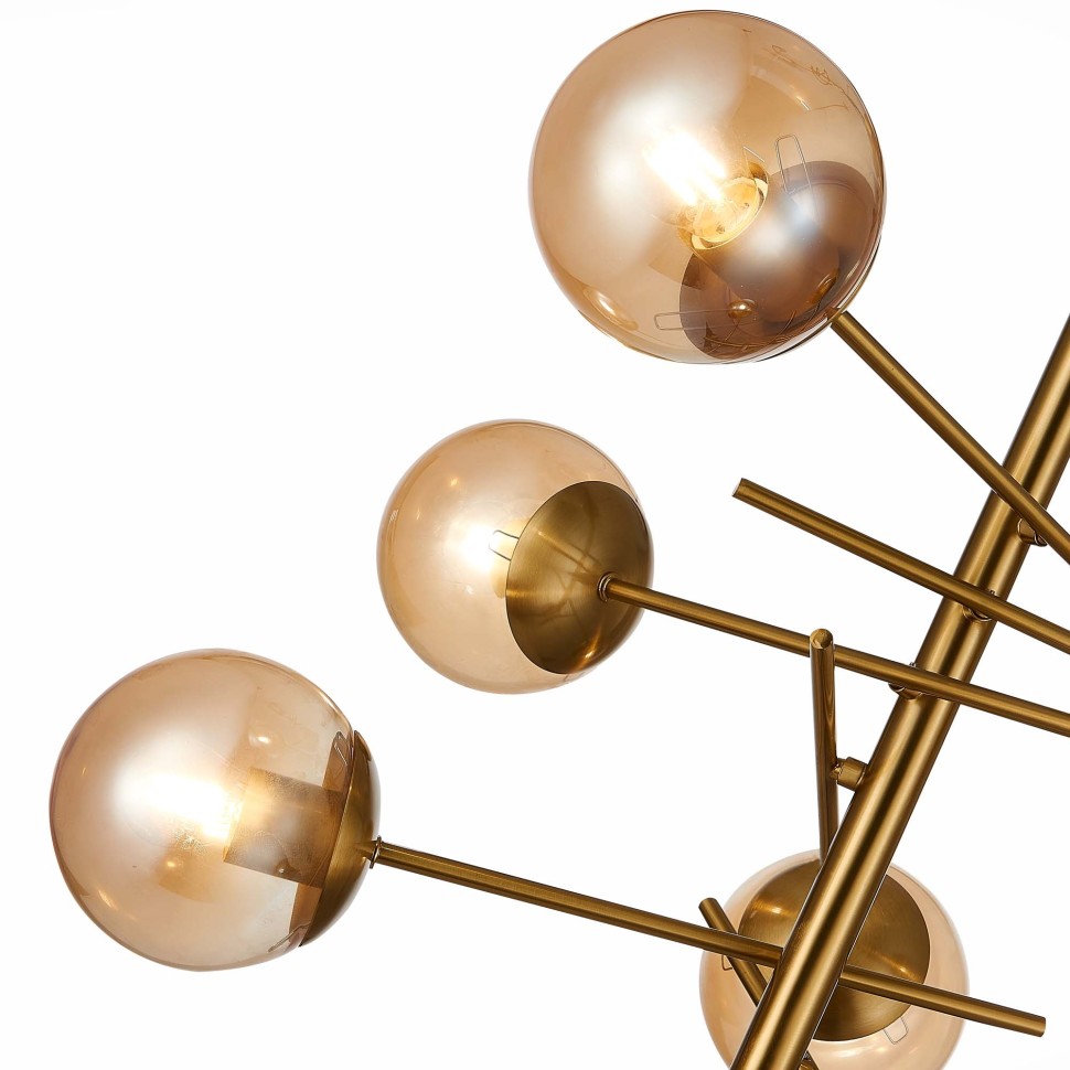 SLE1099-312-06 EVOLUCE Потолочная люстра на штанге Velio, латунь, янтарный