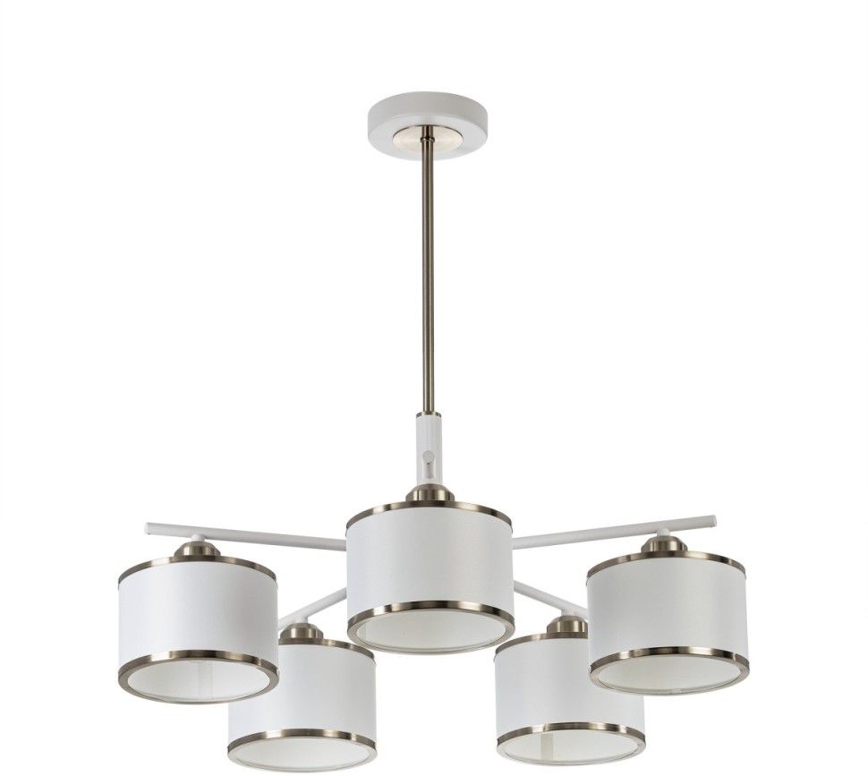 CL421252 CITILUX потолочная люстра на штанге ALTON, белый+хром, E27*5*75W, 60см диаметр