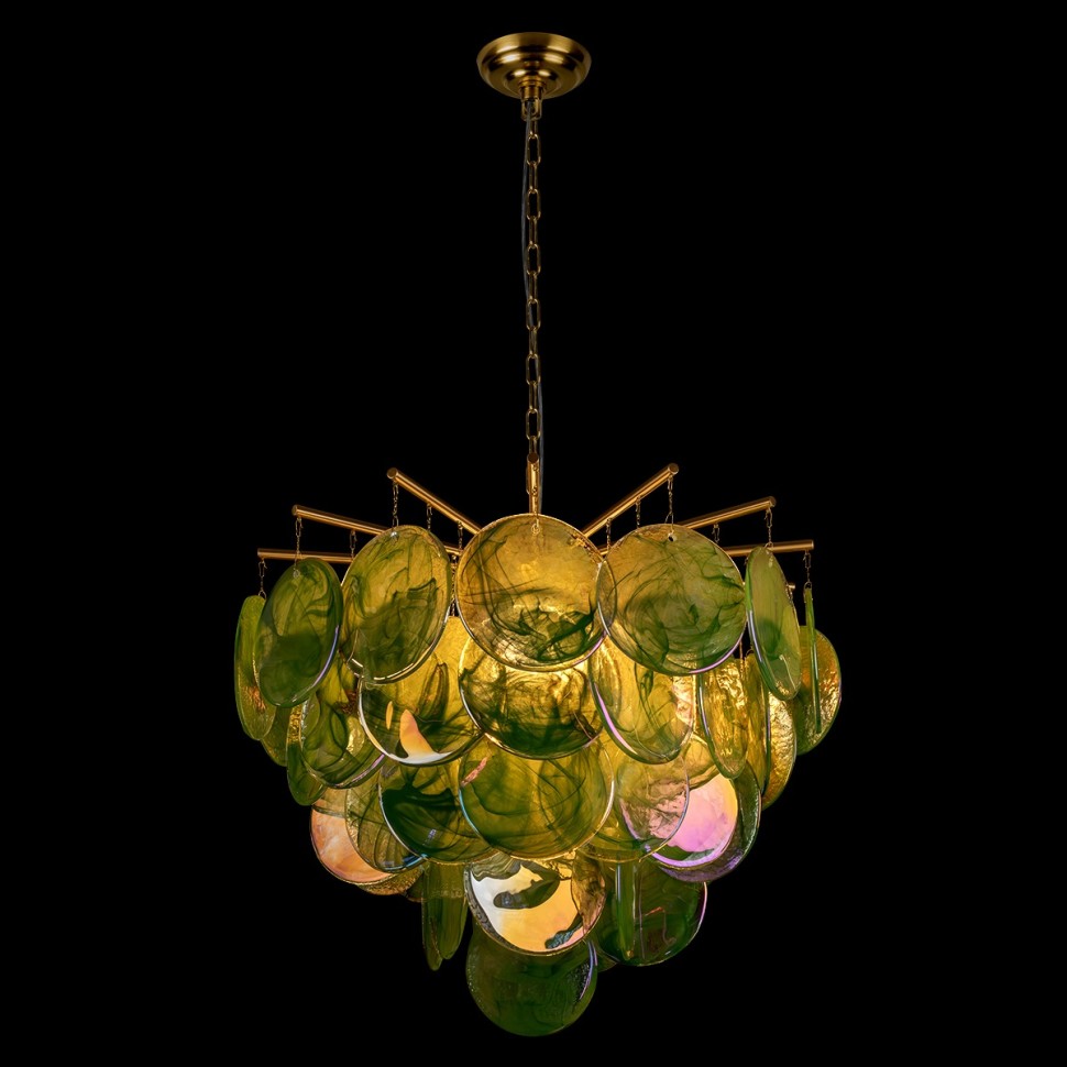 10492/600 Green LOFT IT подвесная люстра Lolly, золото/зеленый, E14*6*40W, 60см диаметр