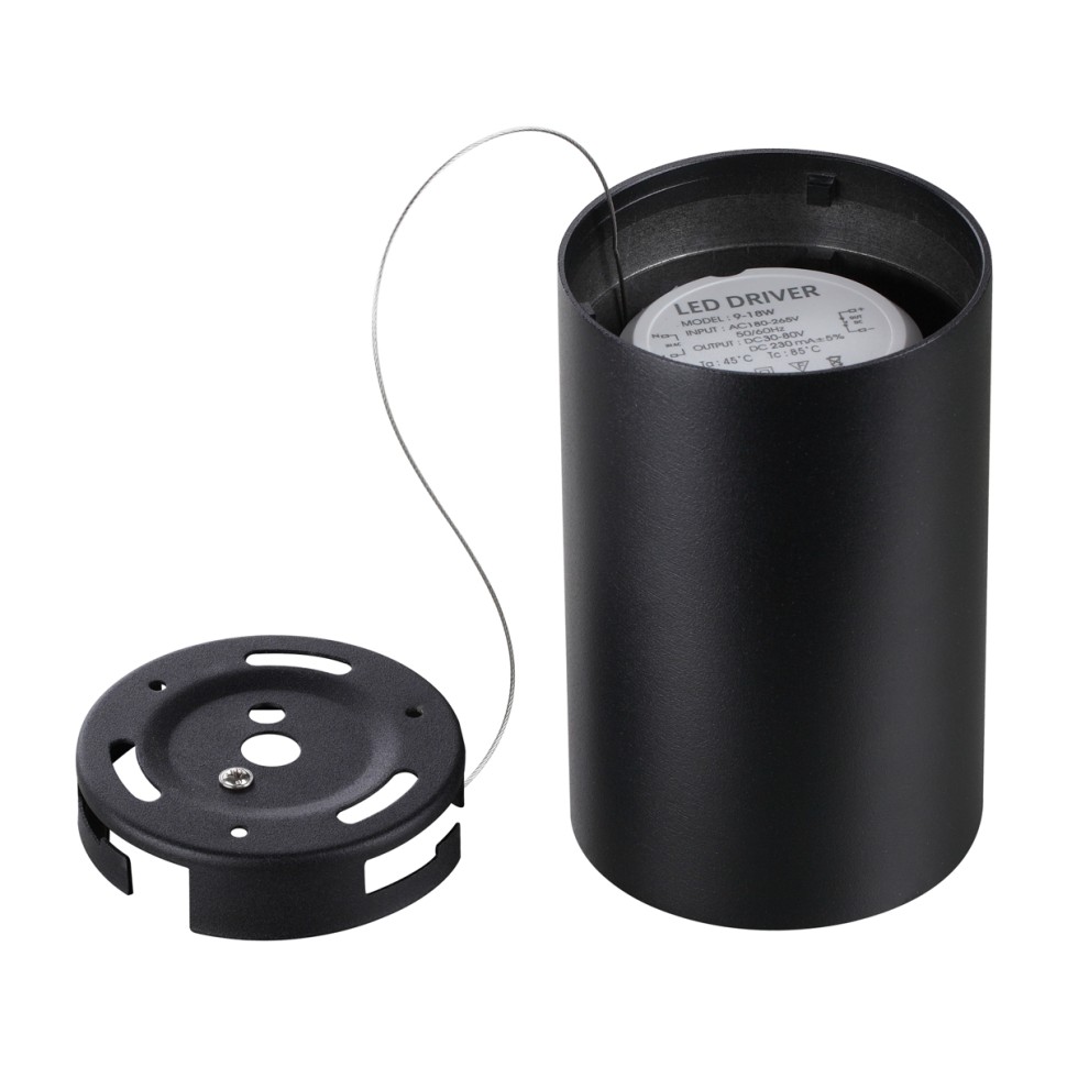 359419 NOVOTECH Накладной черный светодиодный влагозащищённый IP54 светильник RECTE 10W 4000K