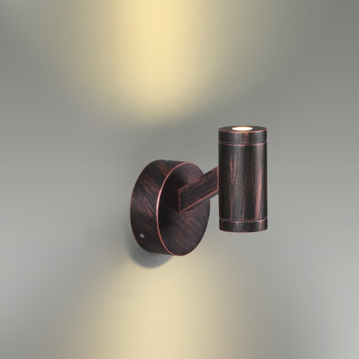 6636/6BL ODEON LIGHT HIGHTECH уличный светодиодный настенный светильник PRODY, IP54, 6W, 3000K, угол рассеивания 25°, коричневый/металл