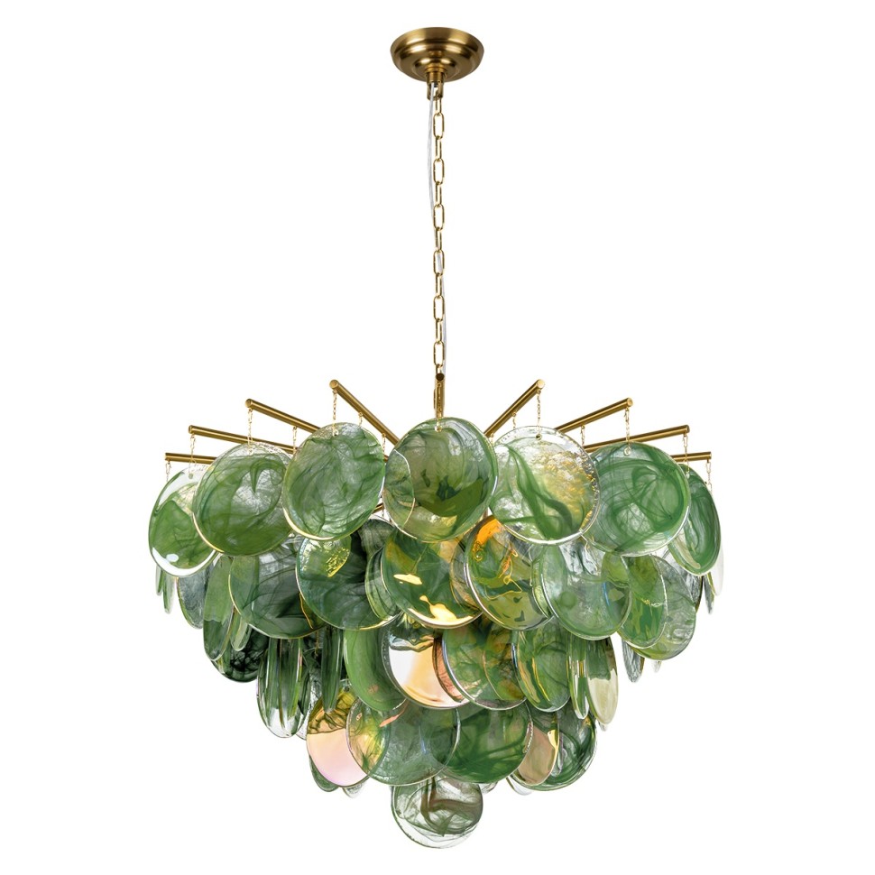 10492/800 Green LOFT IT подвесная люстра Lolly, золото/зеленый, E14*10*40W, 80см диаметр