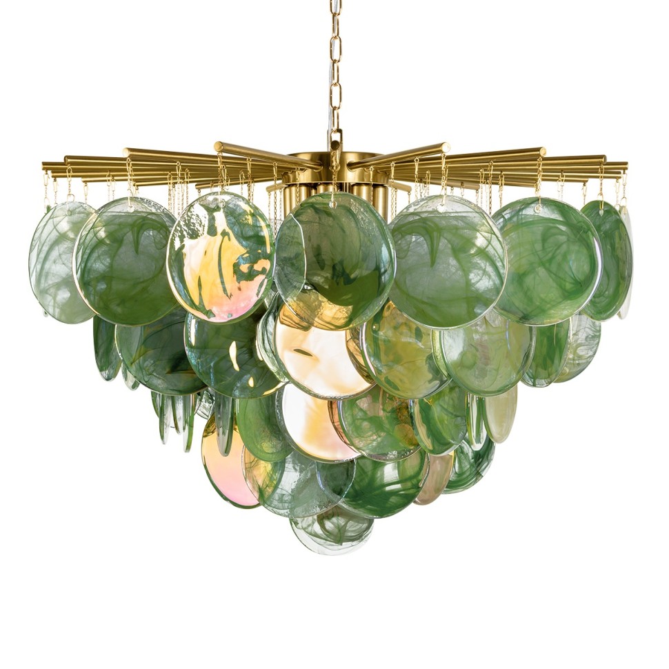 10492/800 Green LOFT IT подвесная люстра Lolly, золото/зеленый, E14*10*40W, 80см диаметр