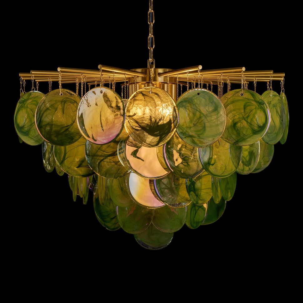 10492/800 Green LOFT IT подвесная люстра Lolly, золото/зеленый, E14*10*40W, 80см диаметр