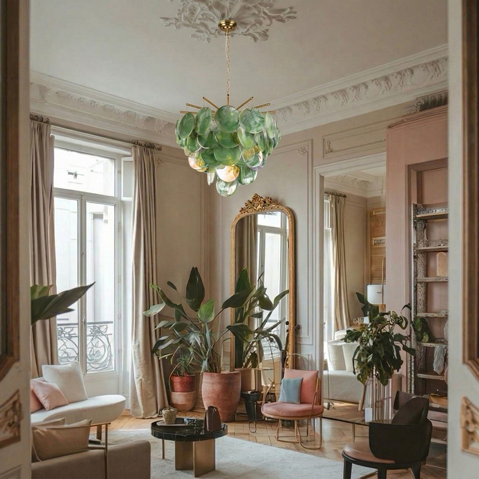 10492/800 Green LOFT IT подвесная люстра Lolly, золото/зеленый, E14*10*40W, 80см диаметр