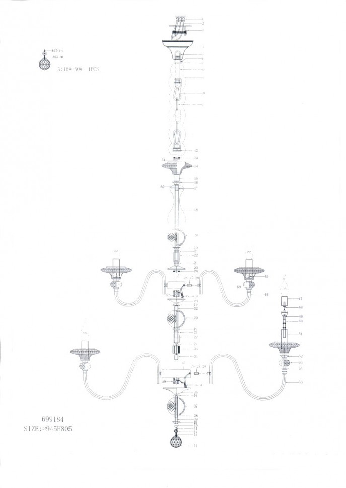 699184 Osgona Подвесная люстра AZZURRO