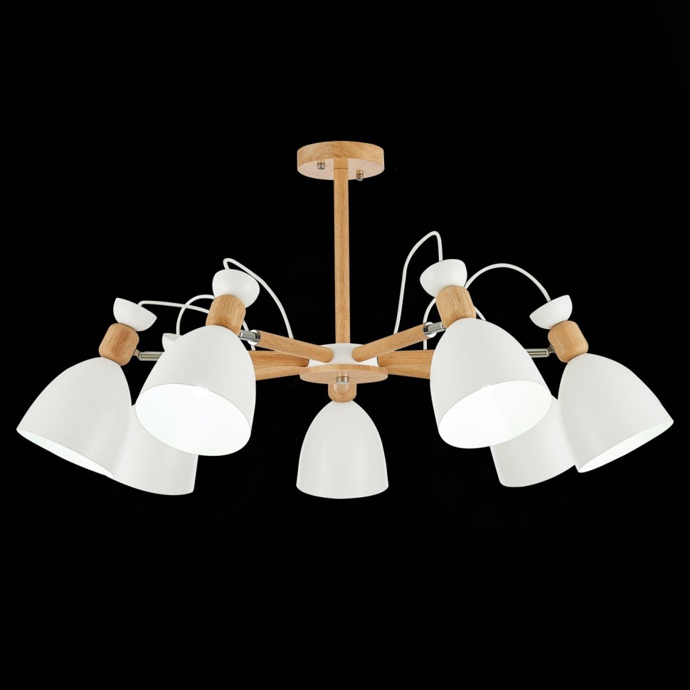SLE103802-07 EVOLUCE Balcamo люстра потолочная в скандинавском стиле, с деревянными элементами, E27*7*60W