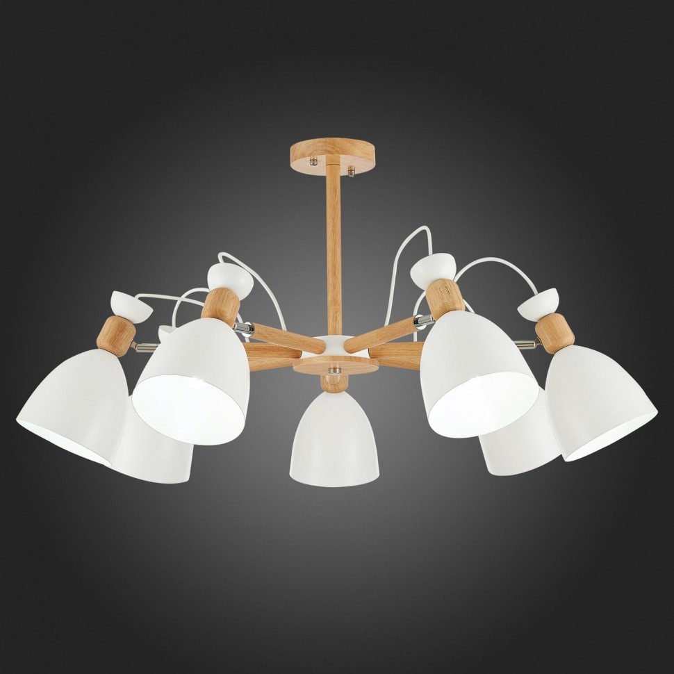 SLE103802-07 EVOLUCE Balcamo люстра потолочная в скандинавском стиле, с деревянными элементами, E27*7*60W