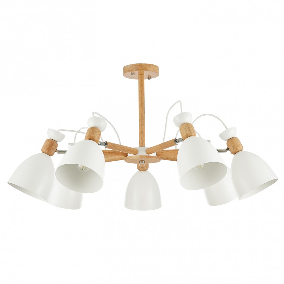 SLE103802-07 EVOLUCE Balcamo люстра потолочная в скандинавском стиле, с деревянными элементами, E27*7*60W
