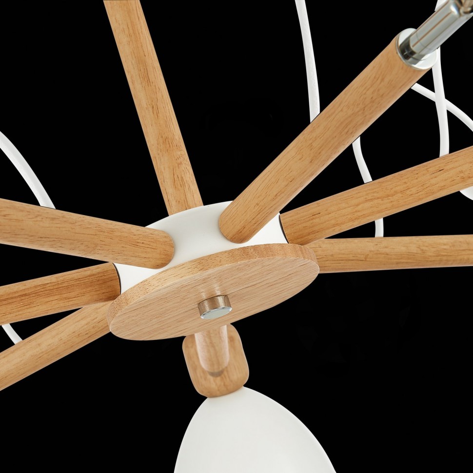 SLE103802-07 EVOLUCE Balcamo люстра потолочная в скандинавском стиле, с деревянными элементами, E27*7*60W