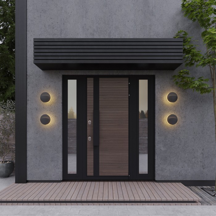 359533 NOVOTECH STREET черный ландшафтный светодиодный настенный светильник HALO, IP54, 10W, 3000К