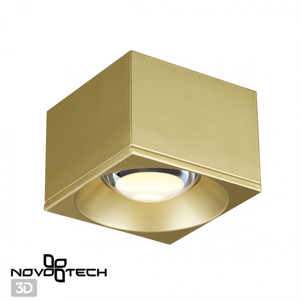 358670 NOVOTECH OVER Светильник накладной светодиодный PATERA квадрат, золото, 12W, 4000K, 1200Lm