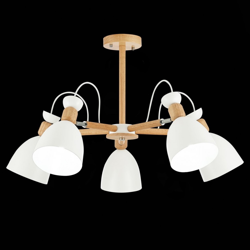 SLE103802-05 EVOLUCE Balcamo люстра потолочная в скандинавском стиле, с деревянными элементами, E27*5*60W