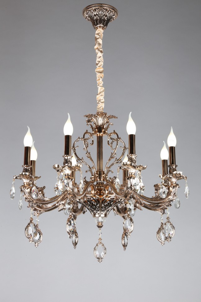 OML-74703-08 OMNILUX классическая подвесная люстра Senis, золото с хрусталем, E14*8*40W