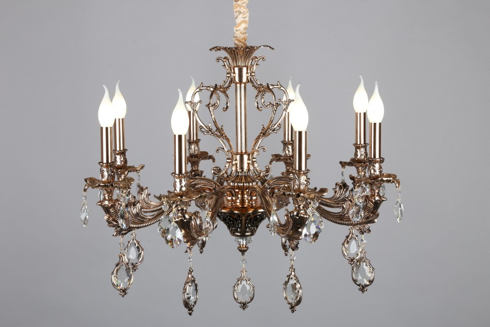 OML-74703-08 OMNILUX классическая подвесная люстра Senis, золото с хрусталем, E14*8*40W