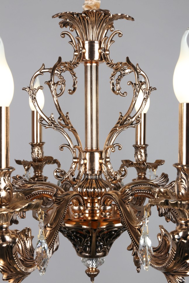 OML-74703-08 OMNILUX классическая подвесная люстра Senis, золото с хрусталем, E14*8*40W