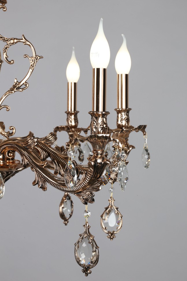 OML-74703-08 OMNILUX классическая подвесная люстра Senis, золото с хрусталем, E14*8*40W