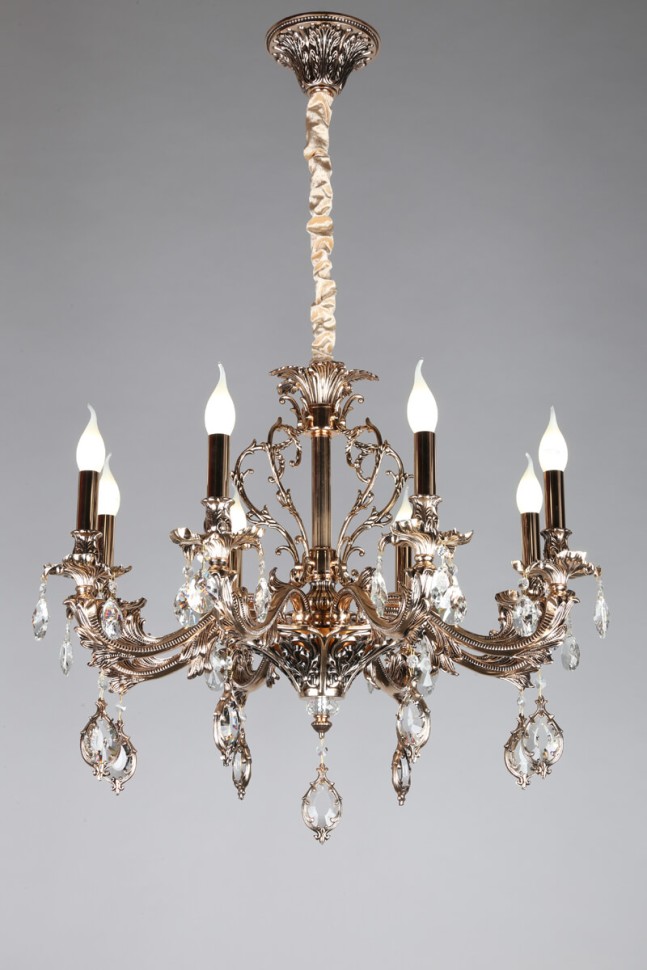 OML-74703-08 OMNILUX классическая подвесная люстра Senis, золото с хрусталем, E14*8*40W