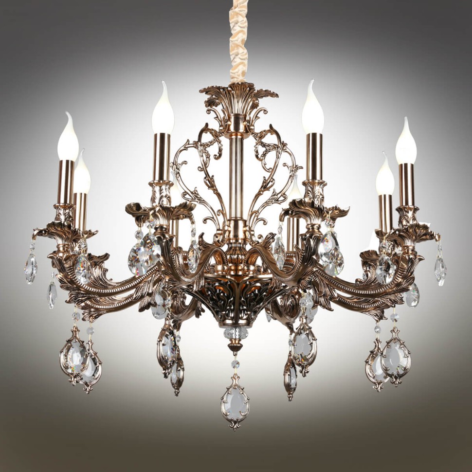 OML-74703-08 OMNILUX классическая подвесная люстра Senis, золото с хрусталем, E14*8*40W