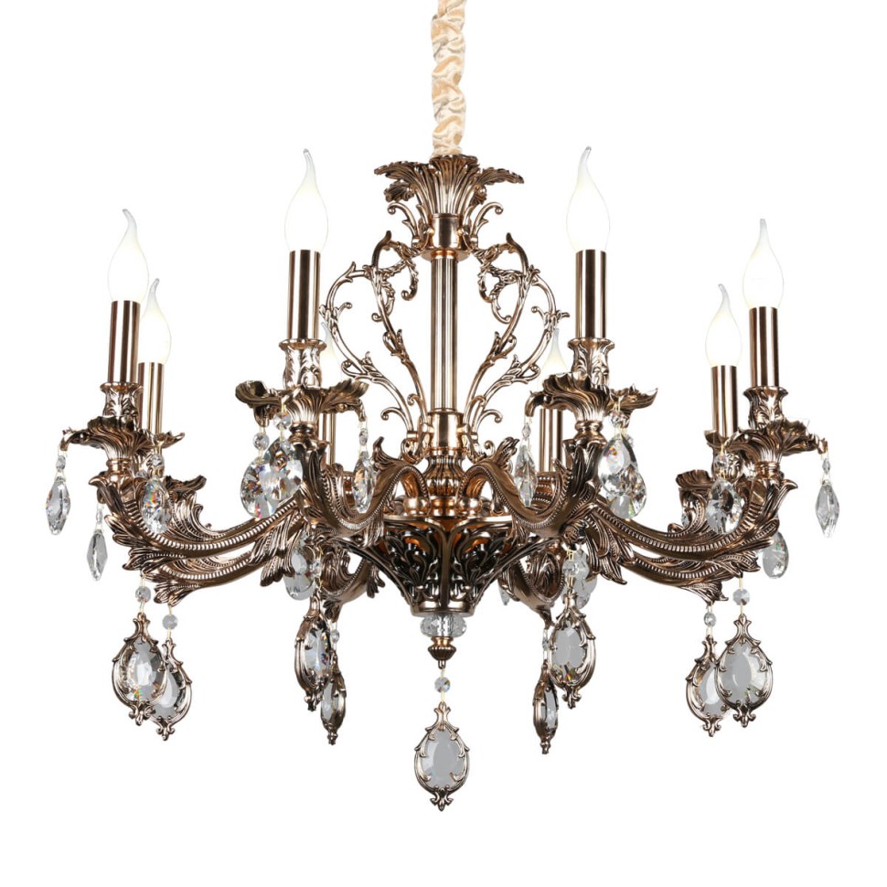 OML-74703-08 OMNILUX классическая подвесная люстра Senis, золото с хрусталем, E14*8*40W