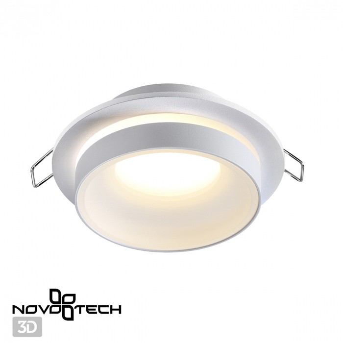 370781 NOVOTECH WATER Белый встраиваемый влагозащищенный IP44 светильник, GU10*1*9W*220V