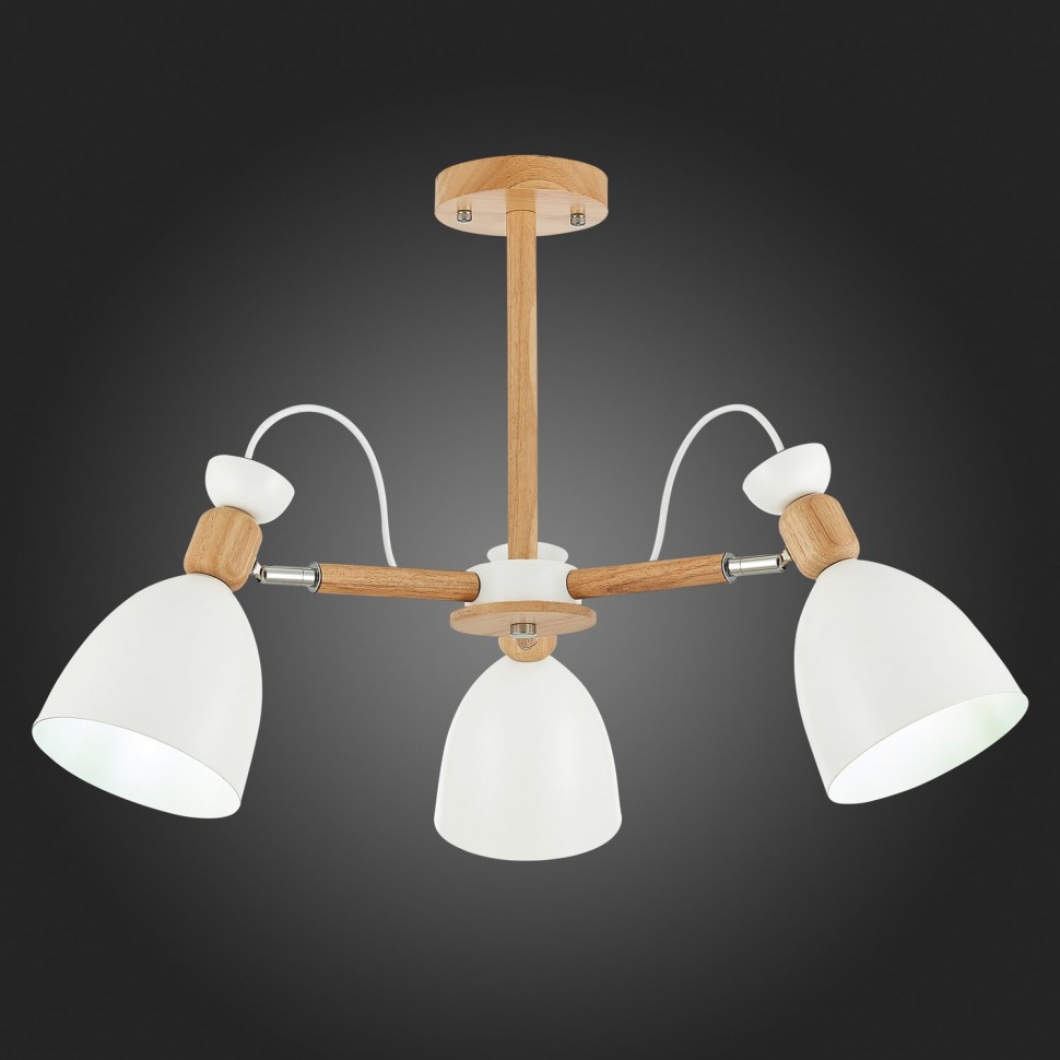 SLE103802-03 EVOLUCE Balcamo люстра потолочная в скандинавском стиле, с деревянными элементами, E27*3*60W