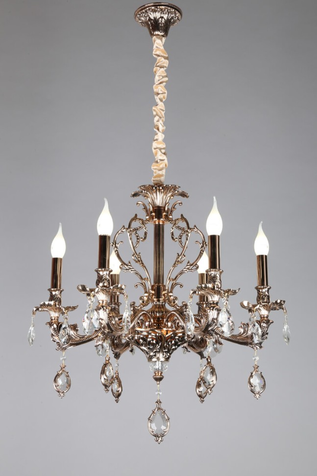 OML-74703-06 OMNILUX классическая подвесная люстра Senis, золото с хрусталем, E14*6*40W