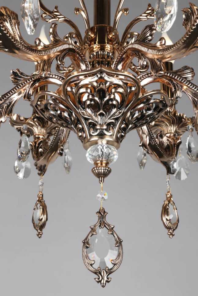 OML-74703-06 OMNILUX классическая подвесная люстра Senis, золото с хрусталем, E14*6*40W