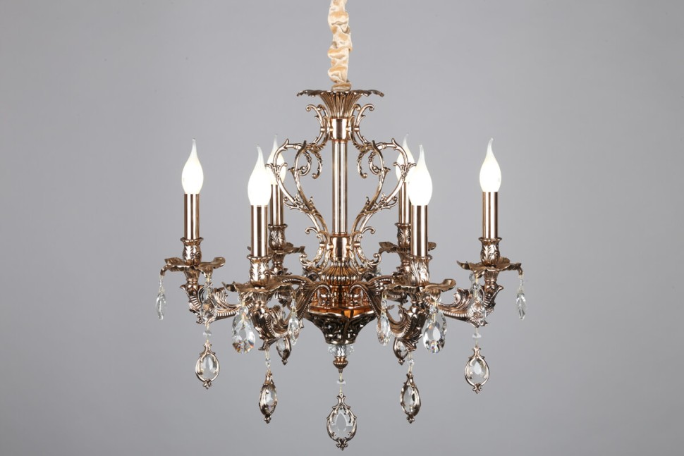 OML-74703-06 OMNILUX классическая подвесная люстра Senis, золото с хрусталем, E14*6*40W