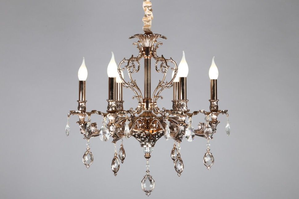 OML-74703-06 OMNILUX классическая подвесная люстра Senis, золото с хрусталем, E14*6*40W