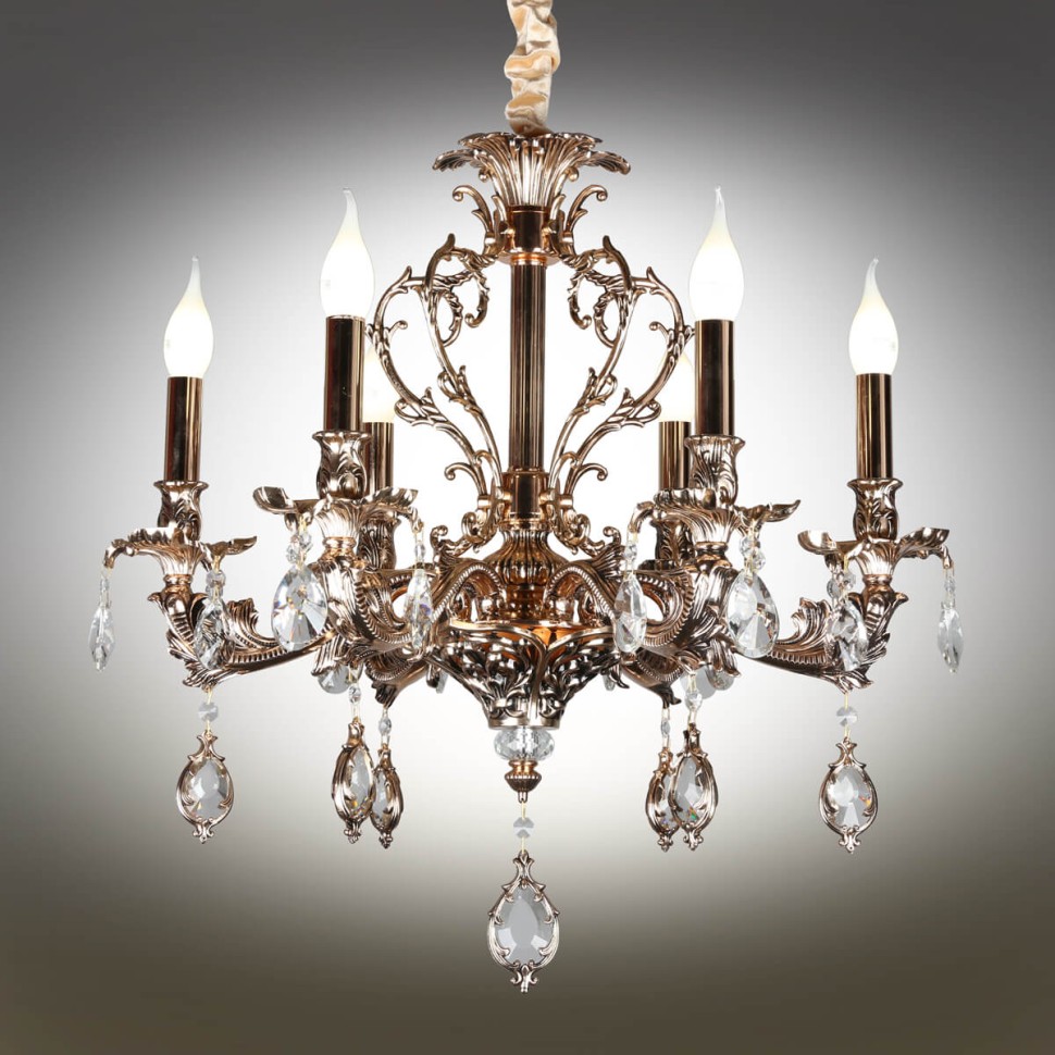 OML-74703-06 OMNILUX классическая подвесная люстра Senis, золото с хрусталем, E14*6*40W