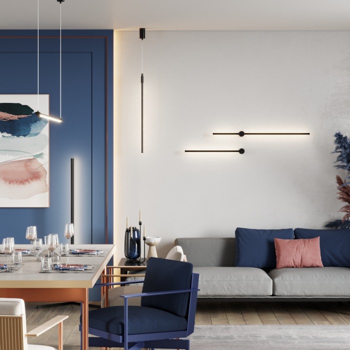 4335/12WLP ODEON LIGHT Fellini чёрный настенный светильник отраженного света, IP20, LED 12W, 525Лм, 3000K/4000K, 61см