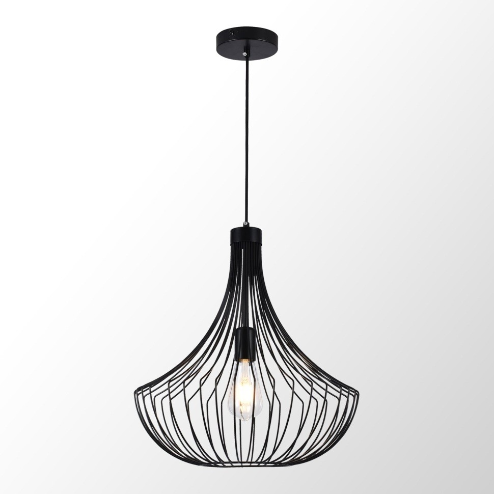 LSP-6025 Lussole Черный подвесной светильник Refugio, 40см диаметр