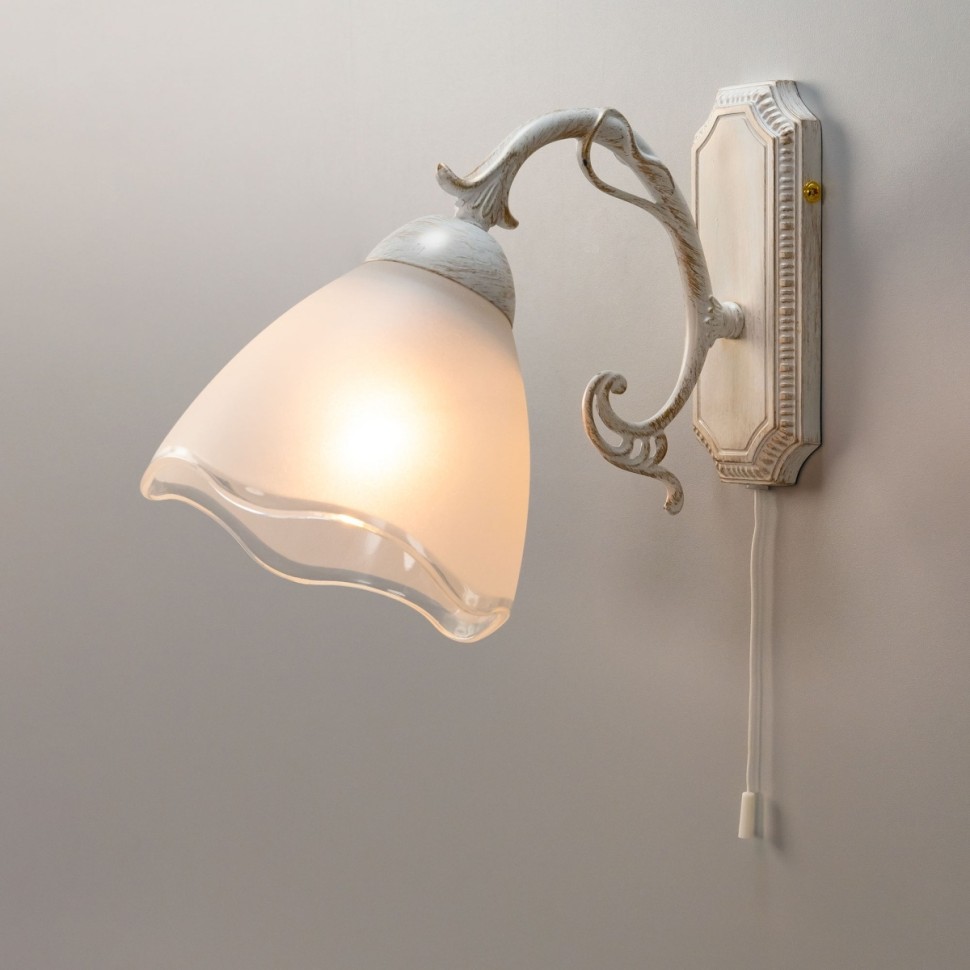 CL413410 CITILUX бра с выключателем Патина Латур, белый, золото, E27*1*75W