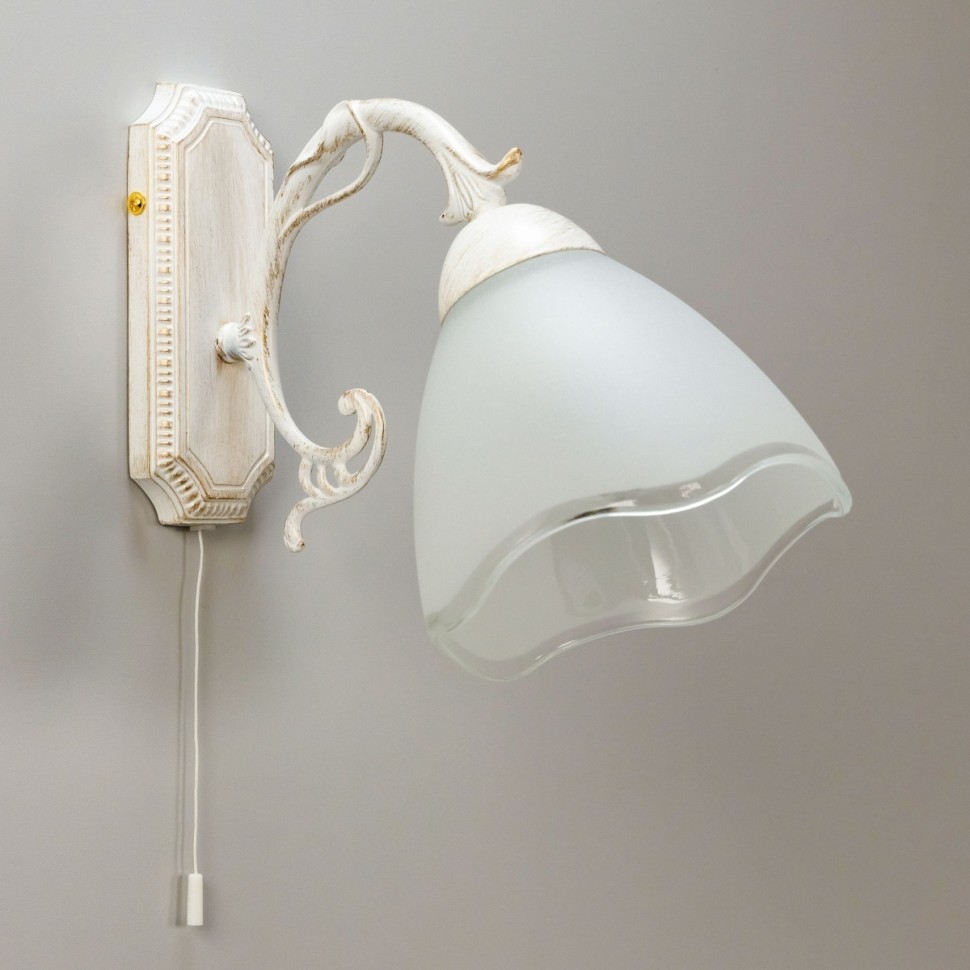 CL413410 CITILUX бра с выключателем Патина Латур, белый, золото, E27*1*75W