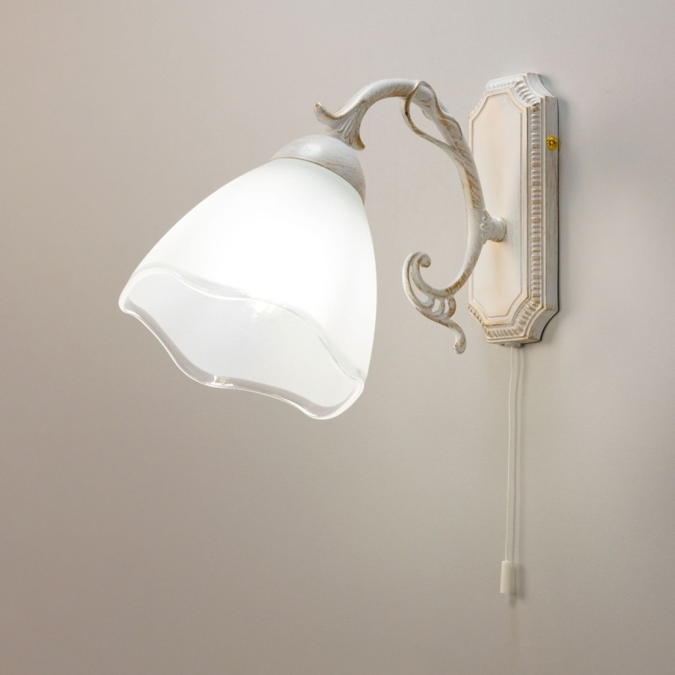 CL413410 CITILUX бра с выключателем Патина Латур, белый, золото, E27*1*75W