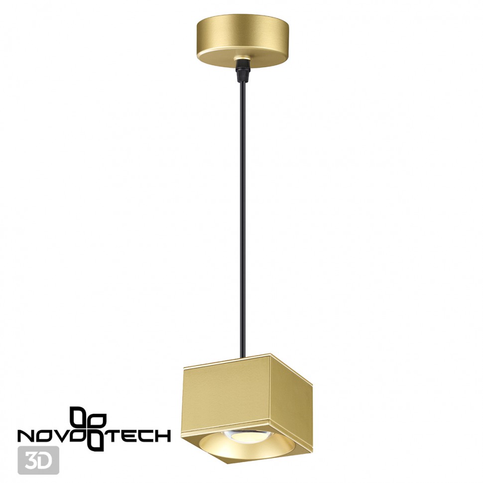 358672 NOVOTECH OVER Светильник подвесной светодиодный PATERA квадрат, золото, 12W, 4000K, 1200Lm