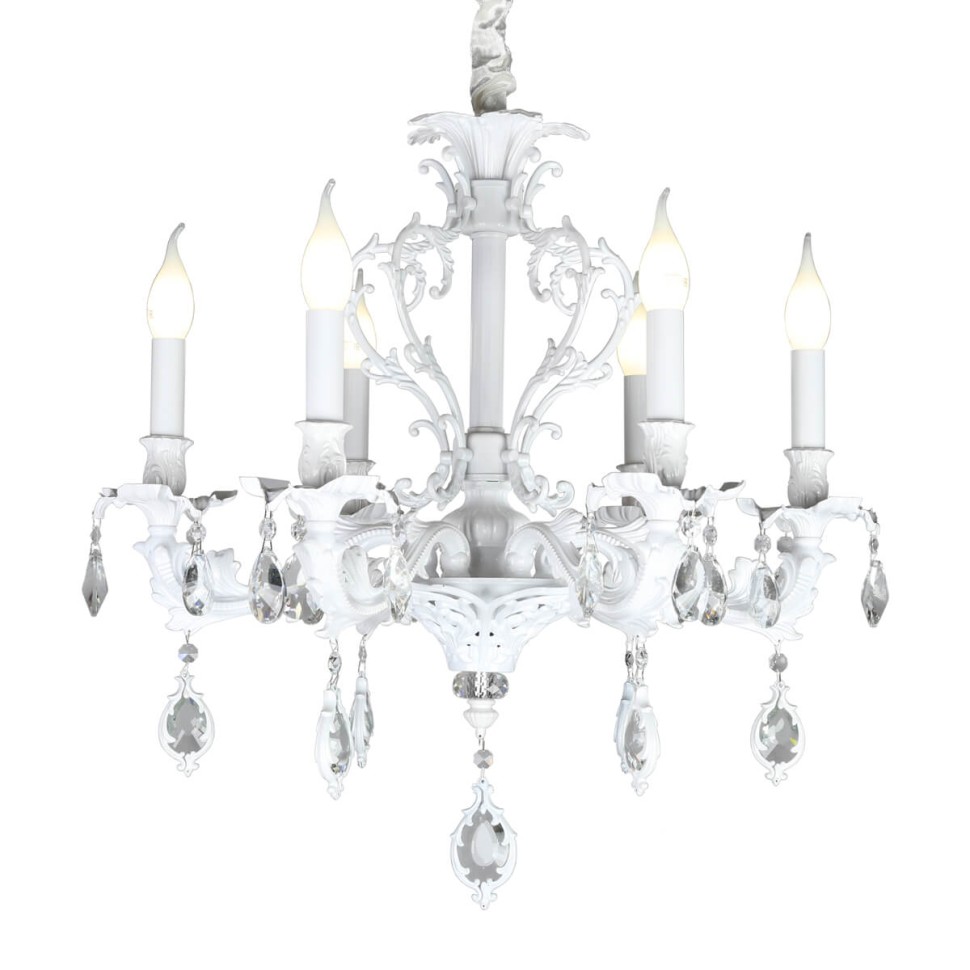 OML-74713-06 OMNILUX классическая подвесная люстра Senis, белая с хрусталем, E14*6*40W