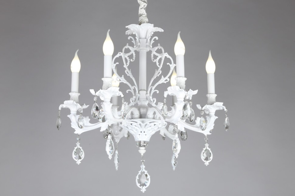 OML-74713-06 OMNILUX классическая подвесная люстра Senis, белая с хрусталем, E14*6*40W