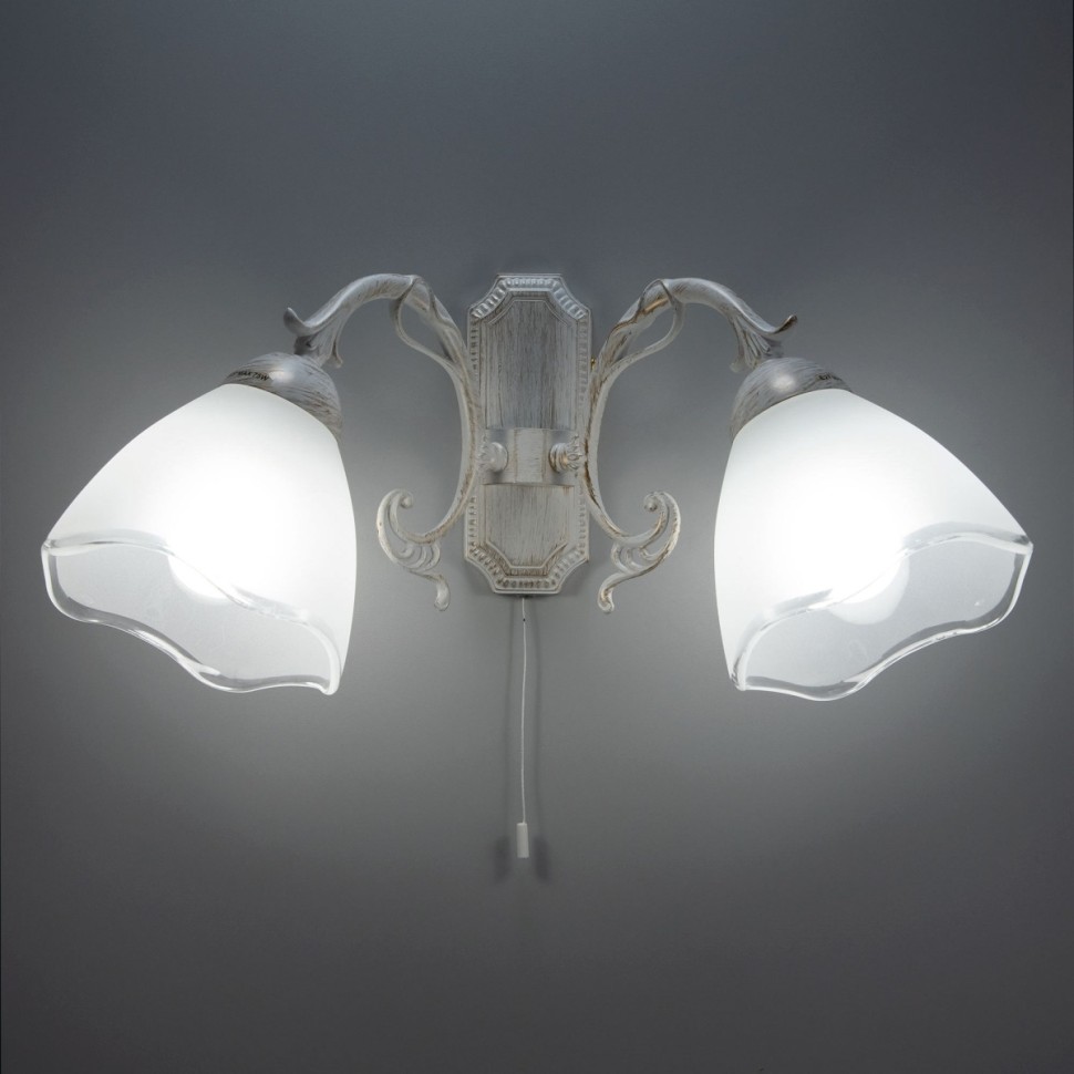 CL413420 CITILUX двойное бра с выключателем Патина Латур, белый, золото, E27*2*75W