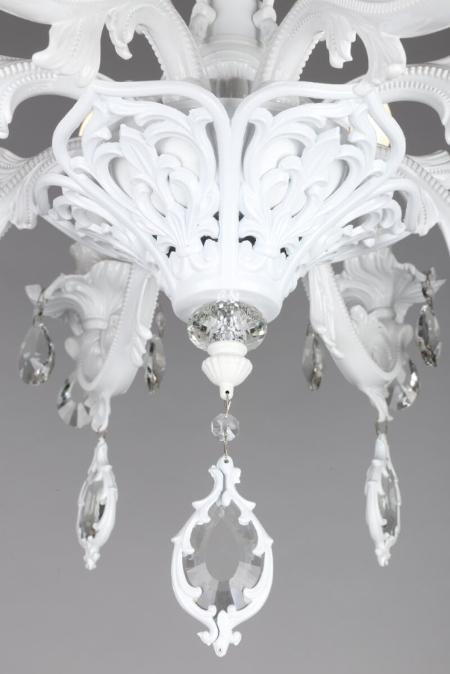 OML-74713-08 OMNILUX классическая подвесная люстра Senis, белая с хрусталем, E14*8*40W